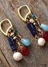 Pendientes bohemios, pendientes colgantes, piedra preciosa rubí roja